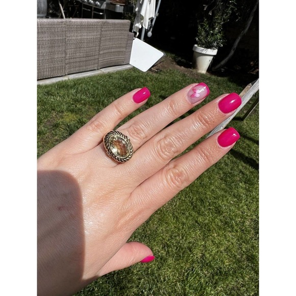 Vintage David Yurman 16mm Citrine/Tanzanite 14k yellow gold Ring - Picture 8 of 10